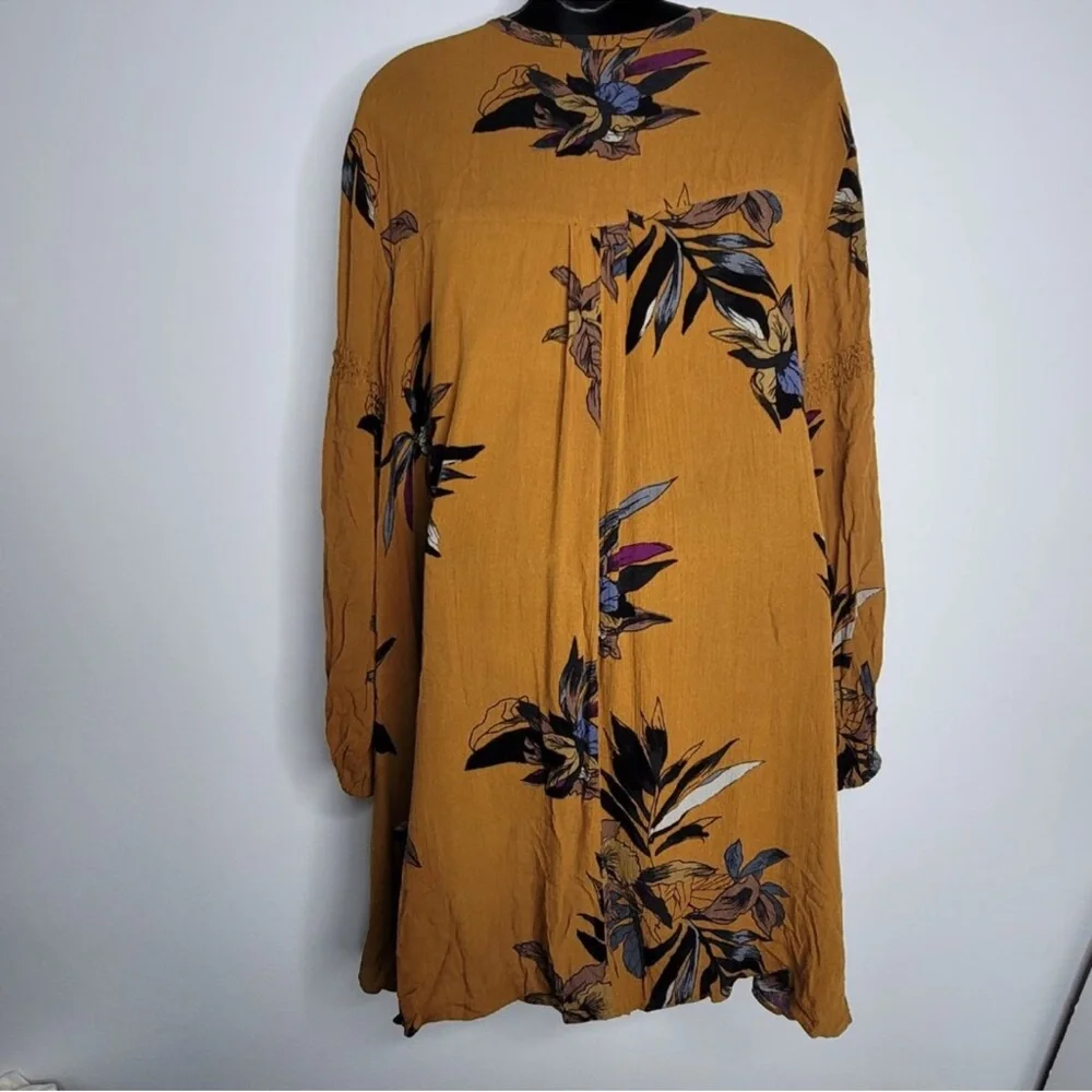Free People Mustard Floral Long Sleeve Dress - Picture 2 of 4